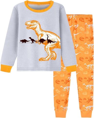 Fiodrimy Boys Pajamas 2 Pieces Pajama Set for Boy Dinosuar Long Set Sleepwear Soft & Cute for Kids 3-8 Years in Saudi Arabia