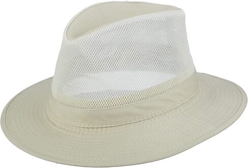 Dorfman Hat Co. Men's Garment Washed Twill Safari Hat With Mesh Sides in Saudi Arabia
