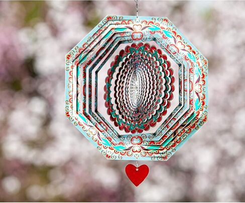 Wind Spinner Mandala Hibiscus 12 inches – 3D Stainless Steel – Laser Cut Metal Art Geometric Pattern - Hanging Wind Spinner, Kinetic Yard Art Decorations - Indoor/Outdoor Decor in Saudi Arabia