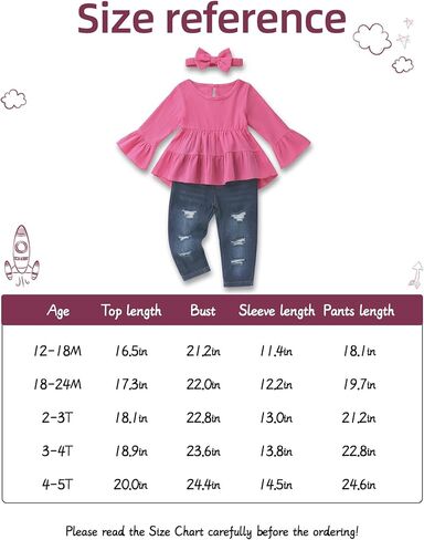Toddler Girl Clothes Long Sleeve Ruffle Dress Top and Jeans Pants Toddler Girl Fall Outfits in Saudi Arabia