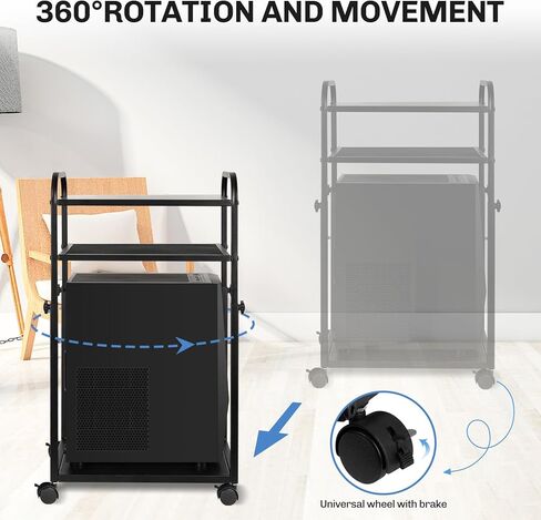 حامل برج الكمبيوتر بارتفاع قابل للتعديل، حامل كمبيوتر شخصي مع عجلات قفل، حامل برج كمبيوتر تحت المكتب لملحقات الألعاب المنزلية والمكتبية، يناسب معظم أجهزة الكمبيوتر (3 طبقات) in Kuwait