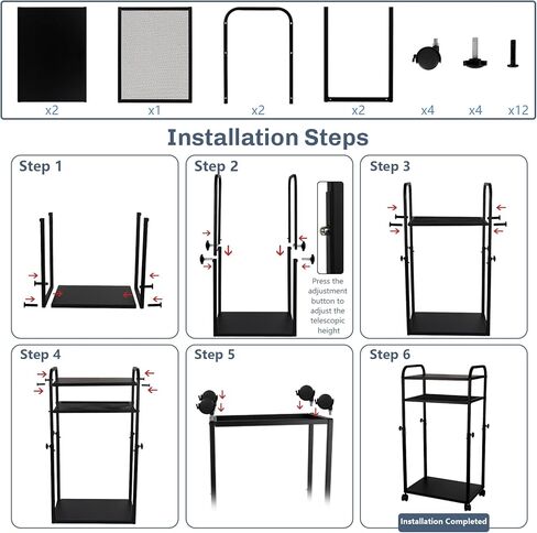 حامل برج الكمبيوتر بارتفاع قابل للتعديل، حامل كمبيوتر شخصي مع عجلات قفل، حامل برج كمبيوتر تحت المكتب لملحقات الألعاب المنزلية والمكتبية، يناسب معظم أجهزة الكمبيوتر (3 طبقات) in Kuwait
