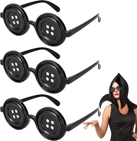 3 عبوات من النظارات ذات العيون ذات الأزرار من كورالاين بضائع أزياء تنكرية لديكورات حفلات الهالوين in Kuwait
