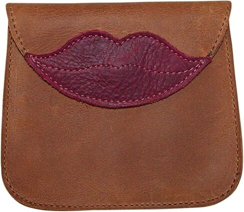 Hide & Drink, Leather Multipurpose Pouch With Lips/Bag/Case/Change Holder/Stylish/Fashion, Handmade - Single Malt Mahogany in Saudi Arabia