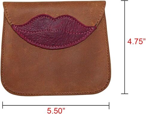 Hide & Drink, Leather Multipurpose Pouch With Lips/Bag/Case/Change Holder/Stylish/Fashion, Handmade - Single Malt Mahogany in Saudi Arabia