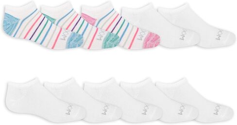 Fruit of the Loom Girls' Everyday Soft No Show Socks (10 Pack), ASSORTED, Medium in Saudi Arabia
