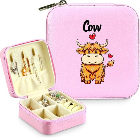 حقيبة مجوهرات السفر من BJDAMAI - صندوق مجوهرات للنساء، إكسسوارات أساسيات السفر، هدية سفر، مناسبة للخاتم والأقراط والقلائد وتخزين أحمر الشفاه! (مرآة بيضاء) in Kuwait