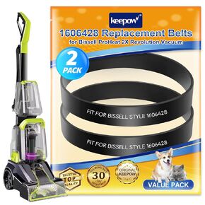 KEEPOW Replacement Belts Compatible with Bissell TurboClean/PowerForce PowerBrush Pet Carpet Cleaner 2987, 1986, 2910, 2190W, 2806, 28062, 28068, 29878, 29879, 2 Pack, Parts# 1606428