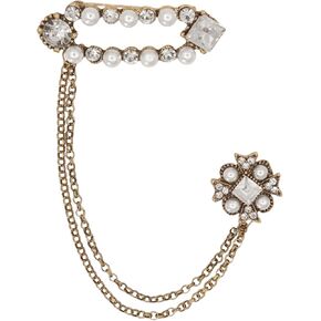 Crystal Geometry Flower Crown Gold Lapel Pin for Men Collar Pins Rhinestone With Hanging Chain Brooch for Men Suit Fashion Suit Accessories for Men Women