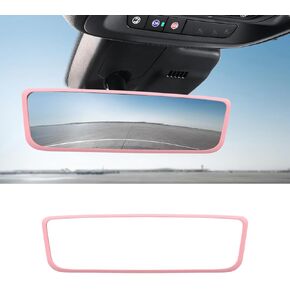 Car Rear View Mirror Protector Frame, Silicone Auto Rearview Edge Protection Cover Compatible with Model 3 Model Y, Interior Rear View Trim Frame Decoration, Car Accessories (Pink)