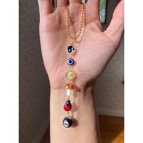 Evil Eye Car Hanging Ornament,Good Lucky Days Car Charm,8 Ball Mushroom Four-Leaf Clover Pendant for Car Rear View Mirror,Cute Boho Evil Eye Ladybug Yin Yang Symbol Car Decor Accessories