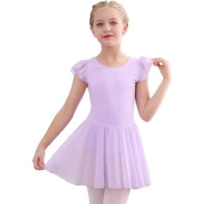 Stelle Ballet Leotards for Girls Dance Leotard with Skirt Toddler Ballet Outfit Ruffle Sleeve Kids Activewear Dress