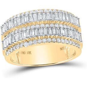 Jewels By Lux 10K Yellow Or White Gold Mens Round Diamond Band Ring 1-1/2 Cttw, Mens Size: 7-13