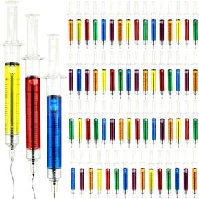 66 Pack Nurse Syringe Pens Bulk Multicolor Novelty Retractable Syringe Shape Pen Nursing Ballpoint Pens for Hospital School Nurse Gift Nurse Halloween Party Favors Goody Bag Fillers Prizes