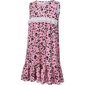 Girls Nightgown Dress Princess Lace Sleeveless Pajamas Cute Nightwear for 4-12 Year Old Little Girl