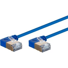 Monoprice Cat6A Ethernet Patch Cable- S/FTP, 90-Degree Angled, 10G, 36AWG, 1 Feet, Blue - SlimRun Series
