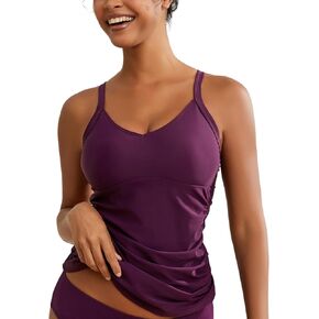 Tankini Tops for Women Tummy Control Bathing Suits V Neck Swimsuit Top Only No Bottom