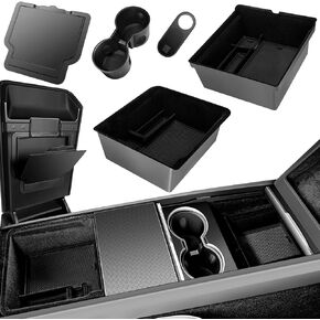 5Pcs Center Console Organizer Tray Compatible for Tesla Model 3 Highland Accessories 2024 Armrest Hidden Drawer Storage Cup Holder ﻿