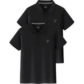 Youper 2-Pack Boys Performance Polo Shirt, Youth Quick Dry Short Sleeve School Uniform Polo Shirt
