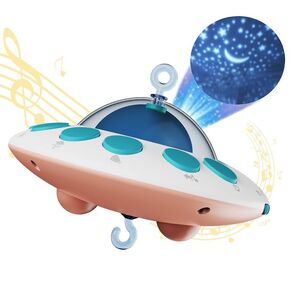 Eners Crib Mobile Music Box, Baby Mobile Spinner with Lights, Rotation, Moon and Star Projection, Crib Toys Attachments for Boys Girls (Music Box Blue)