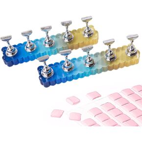 Nail Holder for Painting Nails 2 Set Super Magnetic Nail Stand for Press on, Press on Nail Stand with 96 Pcs Reusable Sticky Putty for Nail Art Display Home & Salon Use.(Aurora & Silver)