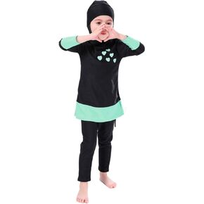 Kids Muslim Swimsuit for Girls Islamic Burkini Full Cover Hijab Top Pants Long Sleeve Rash Guard Swimwear Beach Bathing Suit