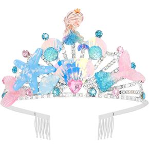 Under The Sea Mermaid Headband Mermaid Tail Fish Scales Seashell Mermaid Figurine Hair Accessories for Women and Girls