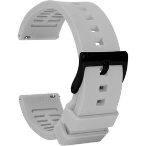 Silicone Watch Band for Men - Black Quick Release Watch Band for Women Soft - Waterproof Smart Watch Bracelet Clasp - Correa de Silicona para Reloj Replacement - 18mm 19mm 20mm 21mm 22mm 24mm