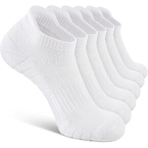 6 Pack Men's Ankle Socks Athletic Socks with Cushion Low Cut Socks Sports Socks for Women Men 6-9/9-12/12-14