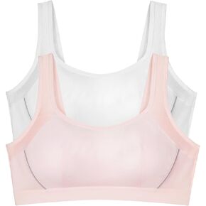 2 Pack Teen Girls' 13-18 Sports Bras with Breathable Pads, Comfortable Training Bras for Growing Girls