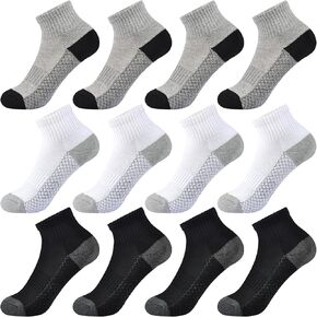 Kids Ankle Socks Girls Cushioned Athletic Quarter Socks Boys Cotton Short Socks Sports Youth 6/12 Pairs