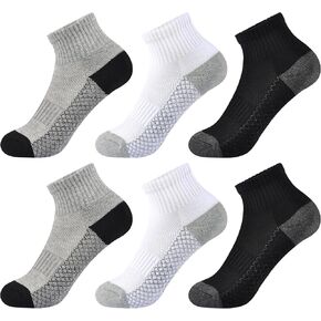 Kids Ankle Socks Girls Cushioned Athletic Quarter Socks Boys Cotton Short Socks Sports Youth 6/12 Pairs