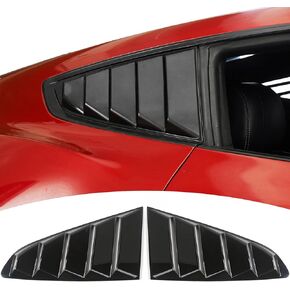 RT-TCZ Rear Quarter Side Window Scoop Louvers Sun Shade Cover Wind Vent Air Deflector Decoration Exterior Accessories for Ford Mustang 2015-2022,2PCS (Black)