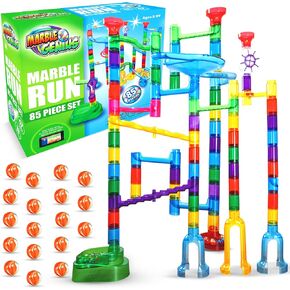 Marble Genius Marble Run - 300 Complete Pieces Maze Track Easter Toys for Adults, Teens, Toddlers & Kids Aged 4-8 Years Old, (181 Translucent Marbulous Pieces + 119 Glass-Marble Set), Extreme Set