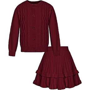 GRACE KARIN Girls Sweater Skirt Set Fall Winter Dress Kids Fashion Outfits Size 5-12