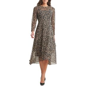 Tommy Hilfiger Women's Midi Dress, Black/Tannin, 14