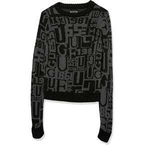 GUESS Boys' Long Sleeve All Over Print Logo Sweater