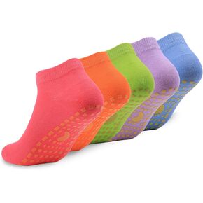 6 pair Grip Yoga Pilates Socks Non Slip Barre Anti Athletic Socks with Grips for Women
