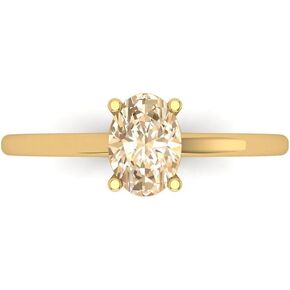 Clara Pucci 1.0 ct Oval Cut Solitaire Natural Brown Morganite Engagement Wedding Bridal Promise Anniversary Ring 18K Yellow Gold
