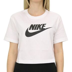 Nike Womens Sportswear Essential Cropped T-Shirt (White/Black, Medium)