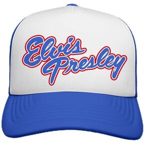 Elvis Presley Unisex's Standard Official Merch Blue/White Logo Trucker Hat