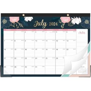 2024-2025 Desk Calendar - Jul 2024 - Dec 2025, 18 Months Desk/Wall Calendar 2024-2025, 17" x 12", 2-in-1 Desk Calendar, Holidays, Notes, Cutting-line Design, Corner Protectors & Hanging Holes