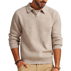 PJ PAUL JONES Men's Sweater V Neck Pullover Sweater Long Sleeve Cable Knit Textured Sweater