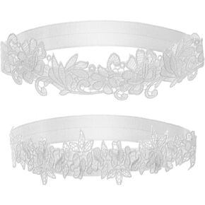Garters for Bride, Teaaha 2-Piece White Lace Bridal Garter Set, Elegant Elastic Pearl-Accented Leg Bands for Women and Teens Girls(17.7in) in Saudi Arabia