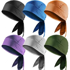 6 Pack Breathable Doo Rags for Men, Sweat Wicking Dew Rags, Cooling Do Rag Skull Cap Helmet Line for Men