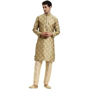 Sojanya (Since 1958 Men's Jacquard Silk Self Design Indian Traditional Ethnic Dresses Only Long Kurta