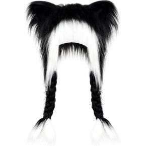 Cute Plush Cat Hat Fluffy Ear Headwear Winter Warm Earmuffs Head Mask Halloween Cosplay Accessory