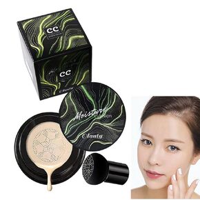 Mushroom Head Air Cushion CC Cream, Air Cushion CC Cream, BB Cream, Moisturizing Concealer, Moisturizing BB Cream Makeup Base Long Lasting with Mushroom Makeup Sponge, Easy to Apply(01#, Lvory)