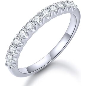 KSTYLE Moissanite Wedding Bands for Women Eternity Band Ring, D Color VVS1 Lab Created Moissanite Rings Sterling Silver Rings 18K White Gold Plated Stackable Rings for Women