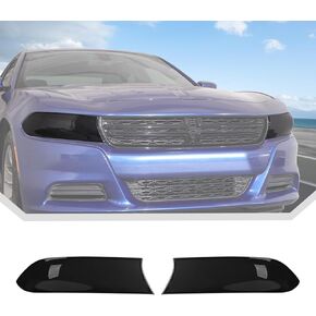 JeCar for Charger Headlight Cover Head Light Trim Accessories for 2015-2023 Dodge Charger (Smoked Black)